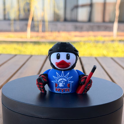New York Rangers Hockey Duck – 3D Printed NHL Fan Dashboard Duck | Rangers Fan Gift | Hockey Car Dashboard Decor