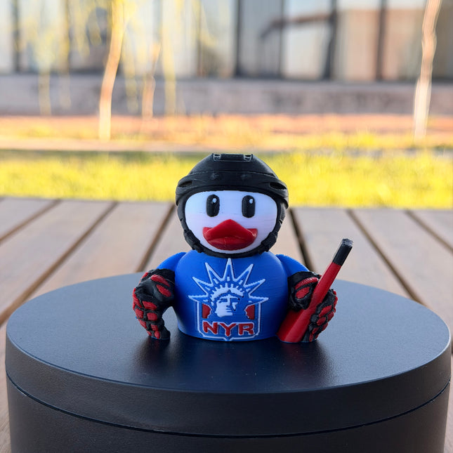 New York Rangers Hockey Duck – 3D Printed NHL Fan Dashboard Duck | Rangers Fan Gift | Hockey Car Dashboard Decor