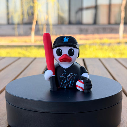 Miami Marlins Baseball Duck – 3D Printed MLB Fan Dashboard Duck | Marlins Fan Gift | Baseball Car Dashboard Decor