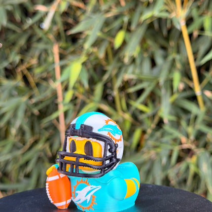 Miami Dolphins Football Duck – 3D Printed NFL Fan Dashboard Duck | Dolphins Fan Gift | Football Car Dashboard Decor