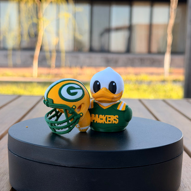 Green Bay Packers Football Duck – 3D Printed NFL Fan Dashboard Duck | Packers Fan Gift | Football Car Dashboard Decor