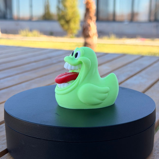 Slimer Ghost Duck – Glow in the Dark 3D Printed Ghostbusters Inspired Duck | Funny Ghost Dashboard Decor | Horror Fan Gift