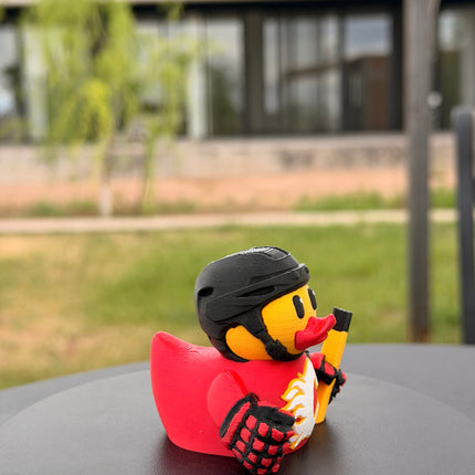 Calgary Flames Hockey Duck – 3D Printed NHL Fan Dashboard Duck | Flames Fan Gift | Hockey Car Dashboard Decor