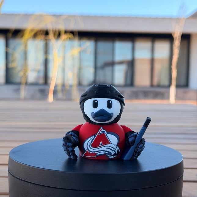 Colorado Avalanche Hockey Duck – 3D Printed NHL Fan Dashboard Duck | Avalanche Fan Gift | Hockey Car Dashboard Decor