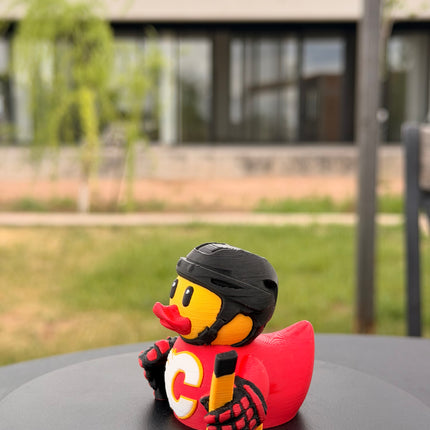 Calgary Flames Hockey Duck – 3D Printed NHL Fan Dashboard Duck | Flames Fan Gift | Hockey Car Dashboard Decor