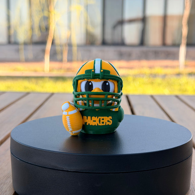 Green Bay Packers Football Duck – 3D Printed NFL Fan Dashboard Duck | Packers Fan Gift | Football Car Dashboard Decor