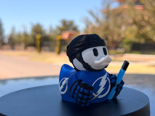 Tampa Bay Lightning Hockey Duck – 3D Printed NHL Fan Dashboard Duck | Lightning Fan Gift | Hockey Car Dashboard Decor