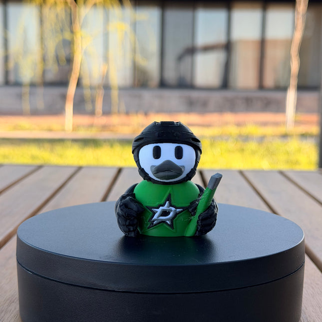 Dallas Stars Hockey Duck – 3D Printed NHL Fan Dashboard Duck | Stars Fan Gift | Hockey Car Dashboard Decor