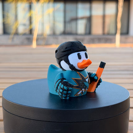 San Jose Sharks Hockey Duck – 3D Printed NHL Fan Dashboard Duck | Sharks Fan Gift | Hockey Car Dashboard Decor