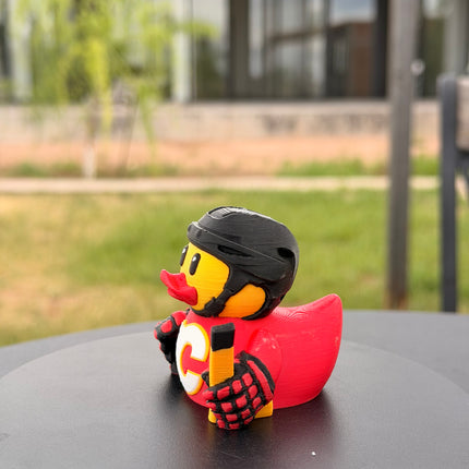 Calgary Flames Hockey Duck – 3D Printed NHL Fan Dashboard Duck | Flames Fan Gift | Hockey Car Dashboard Decor