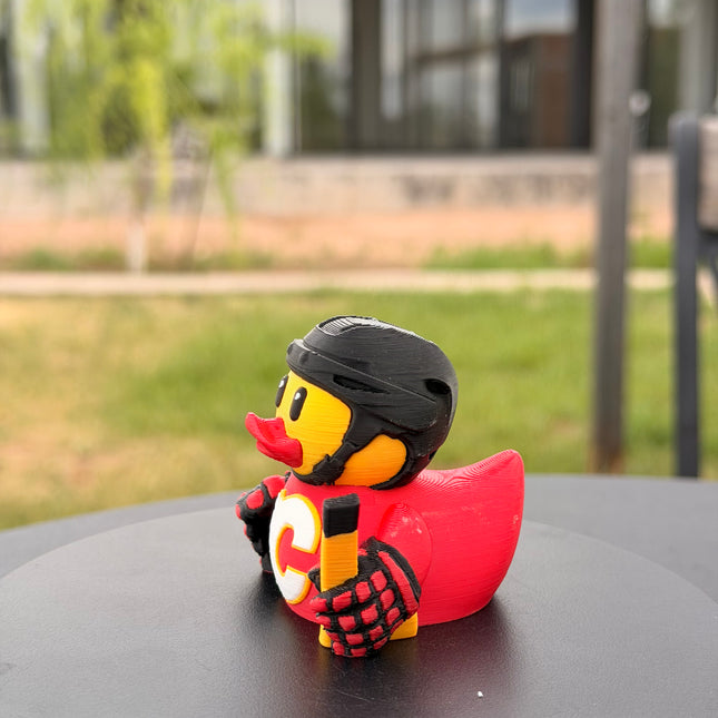 Calgary Flames Hockey Duck – 3D Printed NHL Fan Dashboard Duck | Flames Fan Gift | Hockey Car Dashboard Decor