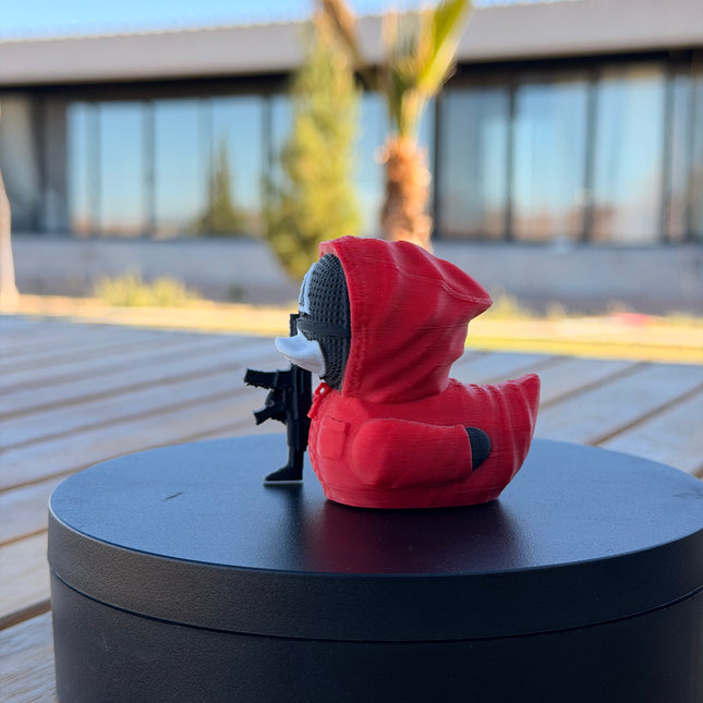Red Guard Duck – Squid Game Inspired 3D Printed Duck | Korean Series Fan Collectible | Red Mask Dashboard Decor
