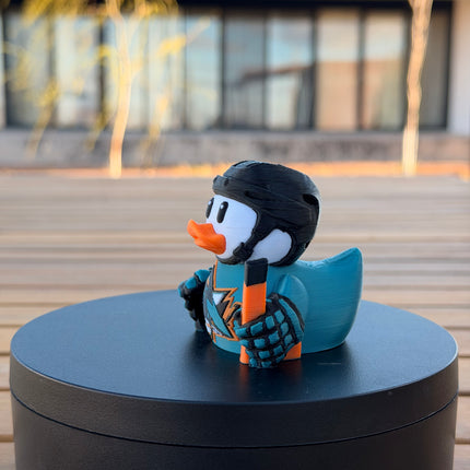 San Jose Sharks Hockey Duck – 3D Printed NHL Fan Dashboard Duck | Sharks Fan Gift | Hockey Car Dashboard Decor