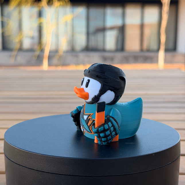 San Jose Sharks Hockey Duck – 3D Printed NHL Fan Dashboard Duck | Sharks Fan Gift | Hockey Car Dashboard Decor