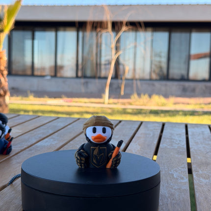 Vegas Golden Knights Hockey Duck – 3D Printed NHL Fan Dashboard Duck | Golden Knights Fan Gift | Hockey Car Dashboard Decor