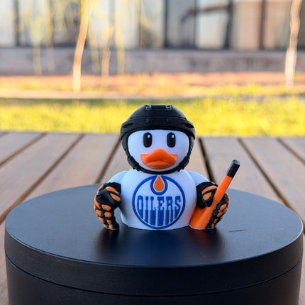 Edmonton Oilers Hockey Duck – 3D Printed NHL Fan Dashboard Duck | Oilers Fan Gift | Hockey Car Dashboard Decor