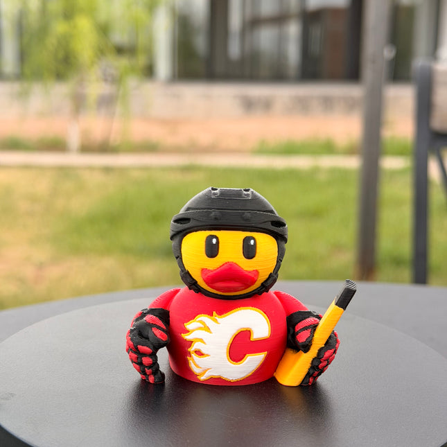 Calgary Flames Hockey Duck – 3D Printed NHL Fan Dashboard Duck | Flames Fan Gift | Hockey Car Dashboard Decor
