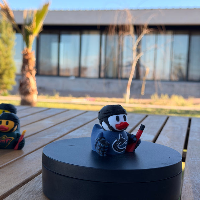 Vancouver Canucks Hockey Duck – 3D Printed NHL Fan Dashboard Duck | Canucks Fan Gift | Hockey Car Dashboard Decor