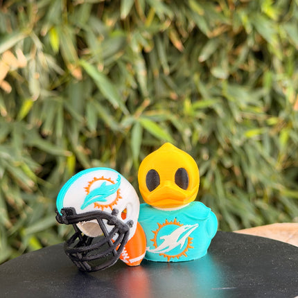 Miami Dolphins Football Duck – 3D Printed NFL Fan Dashboard Duck | Dolphins Fan Gift | Football Car Dashboard Decor