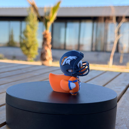Denver Broncos Football Duck – 3D Printed NFL Fan Dashboard Duck | Broncos Fan Gift | Football Car Dashboard Decor