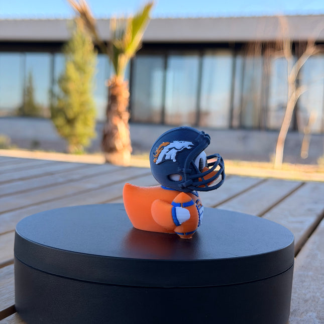 Denver Broncos Football Duck – 3D Printed NFL Fan Dashboard Duck | Broncos Fan Gift | Football Car Dashboard Decor