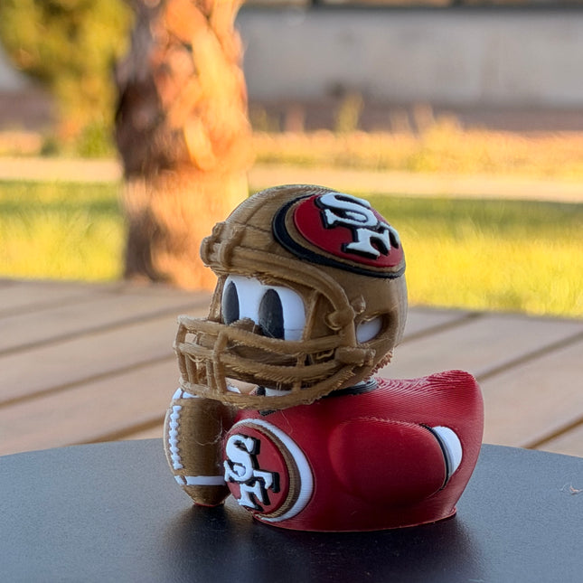San Francisco 49ers Football Duck – 3D Printed NFL Fan Dashboard Duck | 49ers Fan Gift | Football Car Dashboard Decor