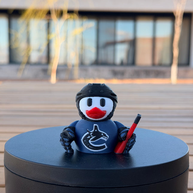 Vancouver Canucks Hockey Duck – 3D Printed NHL Fan Dashboard Duck | Canucks Fan Gift | Hockey Car Dashboard Decor