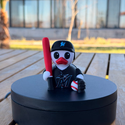 Miami Marlins Baseball Duck – 3D Printed MLB Fan Dashboard Duck | Marlins Fan Gift | Baseball Car Dashboard Decor