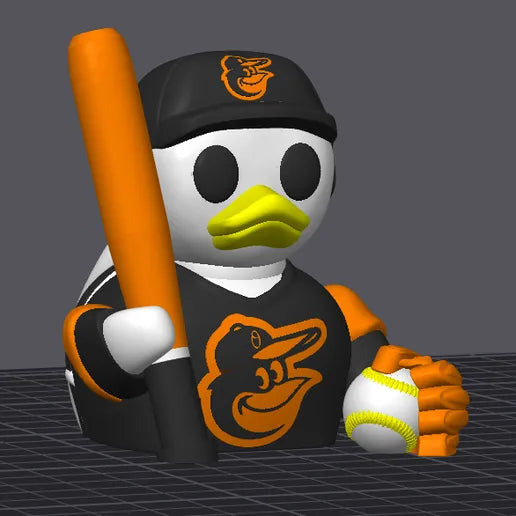 Baltimore Orioles Baseball Duck – 3D Printed MLB Fan Dashboard Duck | Orioles Fan Gift | Baseball Car Dashboard Decor