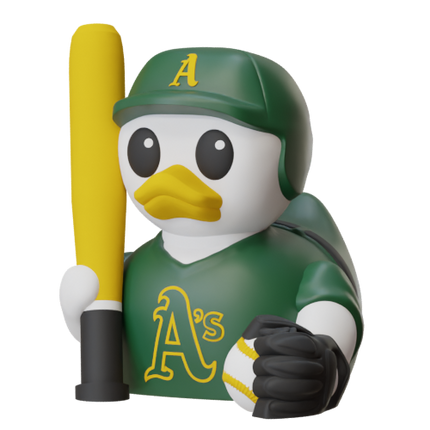 Oakland Athletics Baseball Duck – 3D Printed MLB Fan Dashboard Duck | Athletics Fan Gift | Baseball Car Dashboard Decor