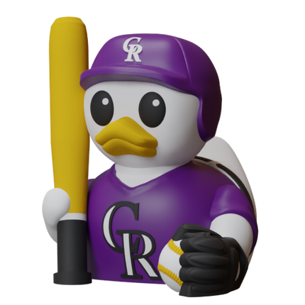 Colorado Rockies Baseball Duck – 3D Printed MLB Fan Dashboard Duck | Rockies Fan Gift | Baseball Car Dashboard Decor