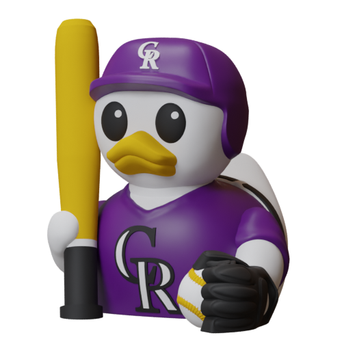Colorado Rockies Baseball Duck – 3D Printed MLB Fan Dashboard Duck | Rockies Fan Gift | Baseball Car Dashboard Decor