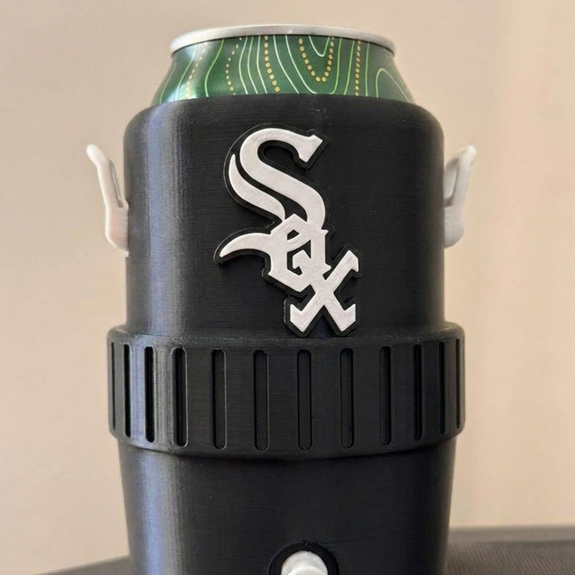 Chicago Black White Mini Cooler Can Holder (12 oz) | Baseball Fan Koozie | Car Dashboard Drink Holder | 3D Printed
