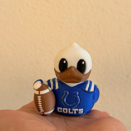 Indianapolis Football Duck with Helmet – 3D Printed Sports Fan Duck, Dashboard Car Decor, Football Lover Gift, Fan Inspired Collectible