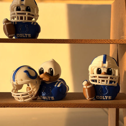 Indianapolis Football Duck with Helmet – 3D Printed Sports Fan Duck, Dashboard Car Decor, Football Lover Gift, Fan Inspired Collectible