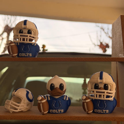 Indianapolis Football Duck with Helmet – 3D Printed Sports Fan Duck, Dashboard Car Decor, Football Lover Gift, Fan Inspired Collectible