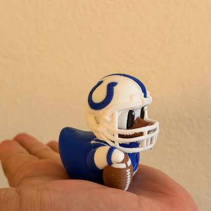 Indianapolis Football Duck with Helmet – 3D Printed Sports Fan Duck, Dashboard Car Decor, Football Lover Gift, Fan Inspired Collectible