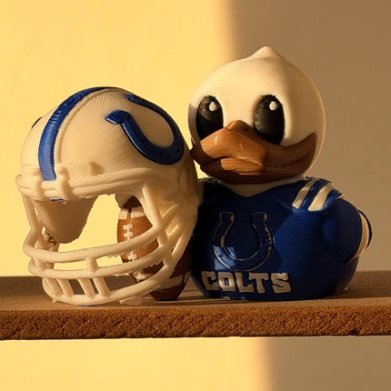 Indianapolis Football Duck with Helmet – 3D Printed Sports Fan Duck, Dashboard Car Decor, Football Lover Gift, Fan Inspired Collectible