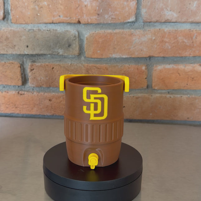 San Diego Brown Gold Mini Cooler Can Holder (12 oz) | Baseball Fan Koozie | Car Dashboard Drink Holder | 3D Printed