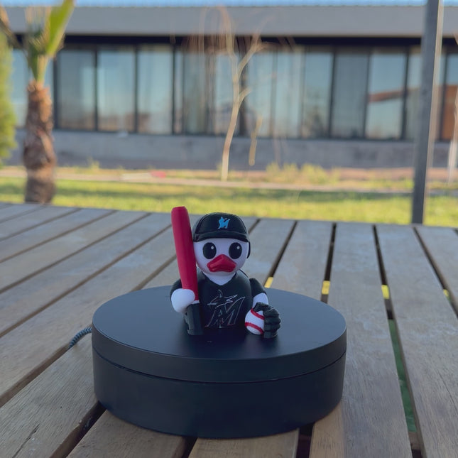 Miami Marlins Baseball Duck – 3D Printed MLB Fan Dashboard Duck | Marlins Fan Gift | Baseball Car Dashboard Decor