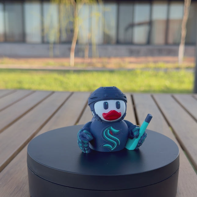 Seattle Kraken Hockey Duck – 3D Printed NHL Fan Dashboard Duck | Kraken Fan Gift | Hockey Car Dashboard Decor