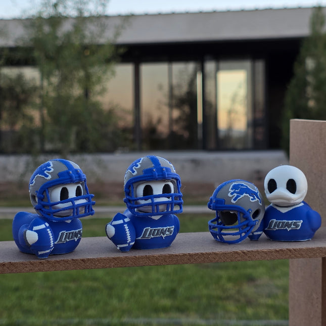 Detroit Lions Football Duck – 3D Printed Collector Figure | Lions Fan Gift