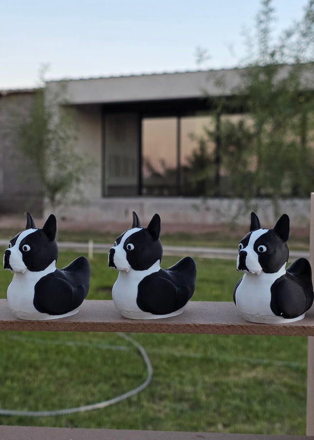 3D Printed Boston Terrier Duck: Eco-Friendly Car Dashboard Decor