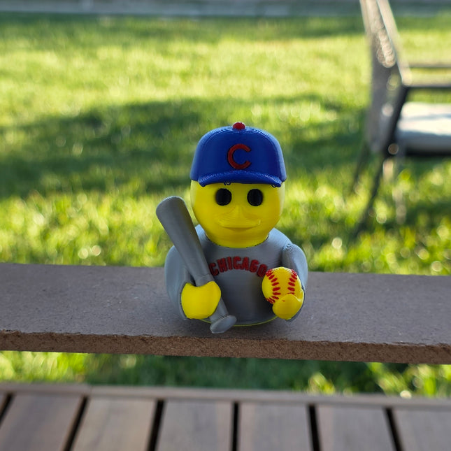 Chicago Cubs Baseball Duck – 3D Printed Collector Figure | MLB Fan Gift, Desk Decor, Dashboard Mascot