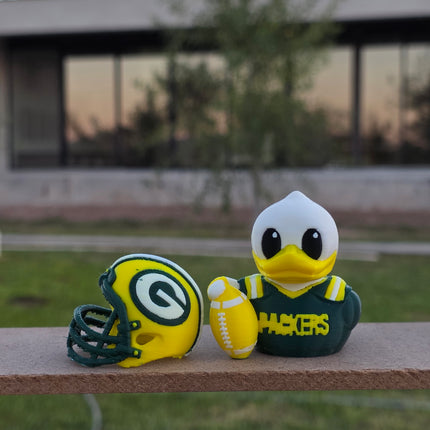 Green Bay Packers Football Duck – 3D Printed Collector Figure | Packers Fan Gift