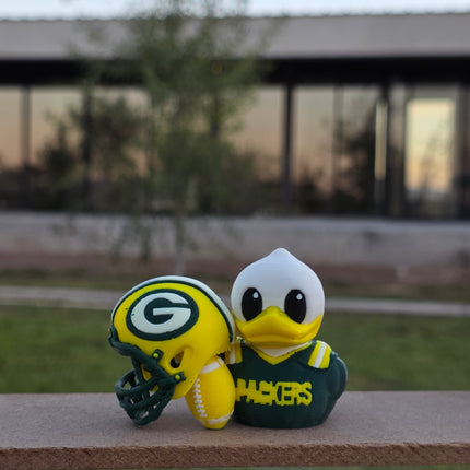 Green Bay Packers Football Duck – 3D Printed Collector Figure | Packers Fan Gift