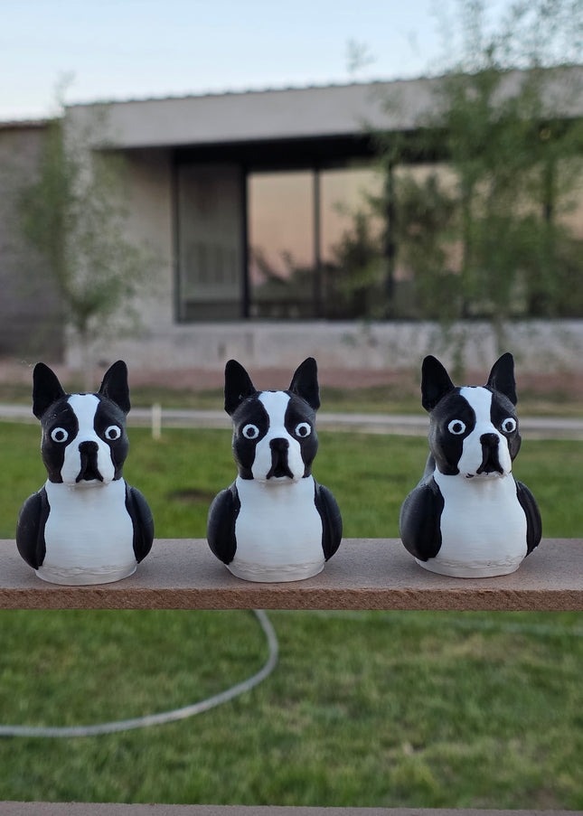3D Printed Boston Terrier Duck: Eco-Friendly Car Dashboard Decor