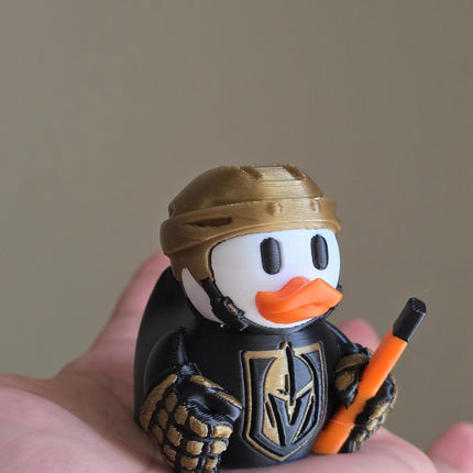 Vegas Golden Knights Hockey Duck – 3D Printed Collector Figure | NHL Fan Gift, Desk Decor, Dashboard Mascot