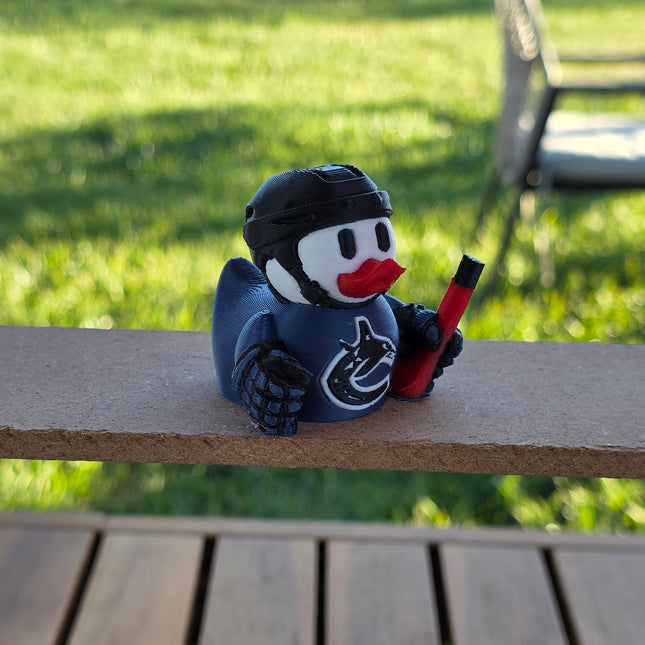 Vancouver Canucks Hockey Duck – 3D Printed Collector Figure | Fan Gift, Desk Decor, Car Dashboard Mascot