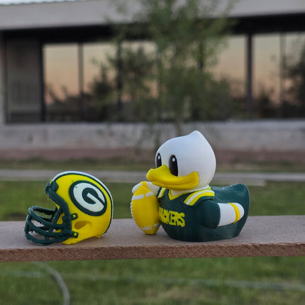 Green Bay Packers Football Duck – 3D Printed Collector Figure | Packers Fan Gift